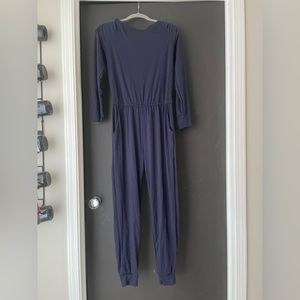 Blue long sleeve jumpsuit jogger legged
